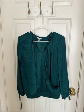 Woven Peasant Blouse - Deep Teal